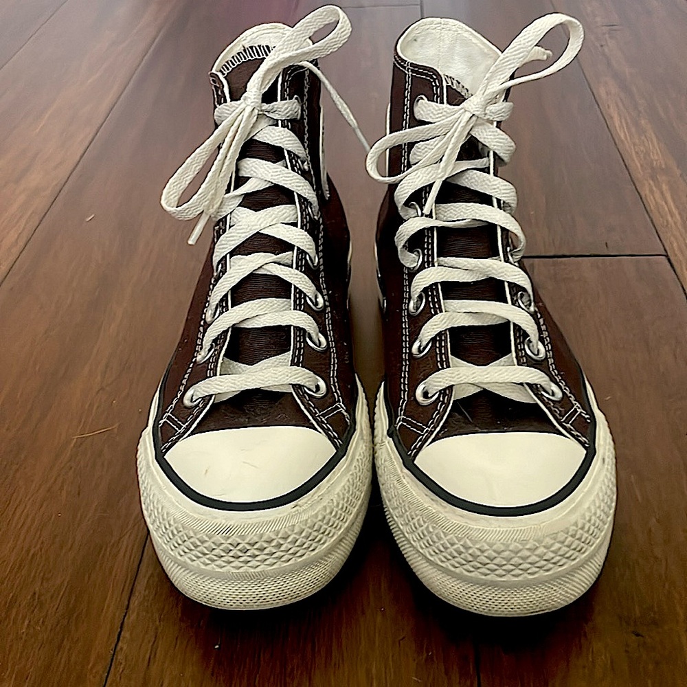 Converse Custom Chuck Taylor All Star Brown Platform High Top Shoes